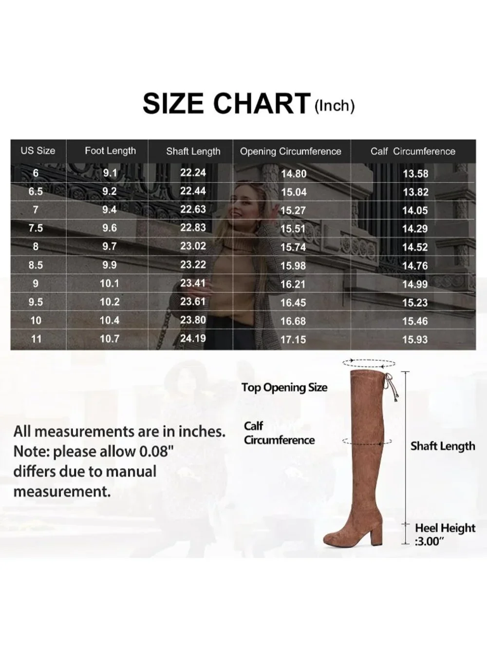 Women's Mocha Brown Suede Closed Round Toe Block Heel Over The Knee High Boots